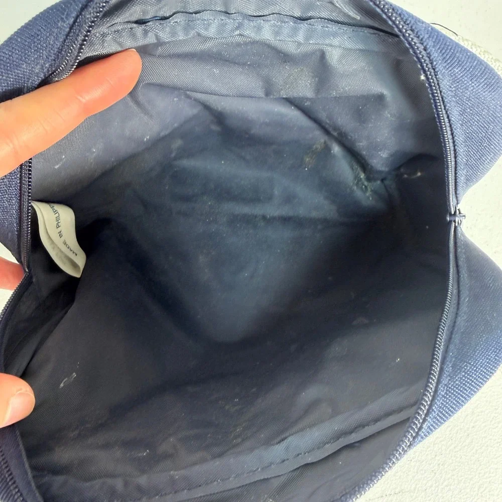 Vintage Christian Dior Parfums Cosmetic Make Up Bag Pouch Canvas Navy‎ Blue